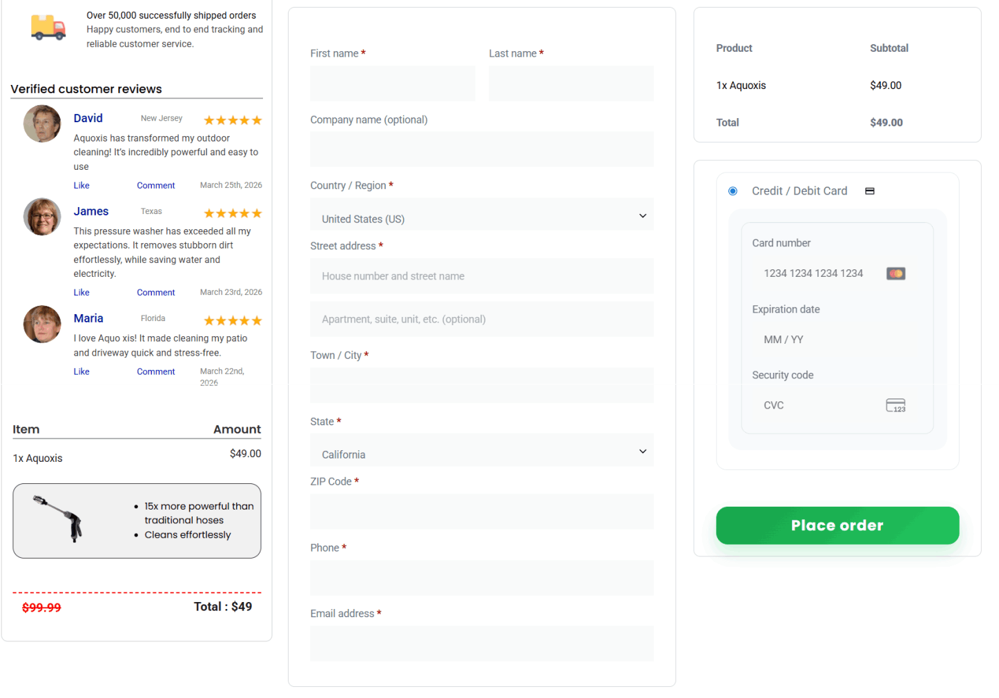 Qinux Aquoxis secure checkout page